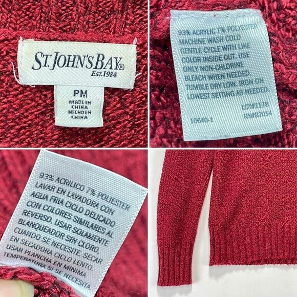 St Johns Bay Women Shawl Sweater Size MP Red Long Sleeves Casual - Picture 7 of 15